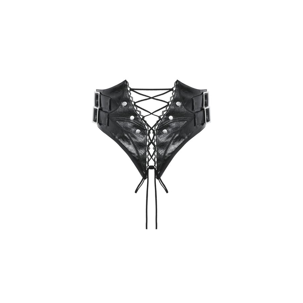 Dark in Love - Punk locomotive shiny PU corset Taille riem - Zwart